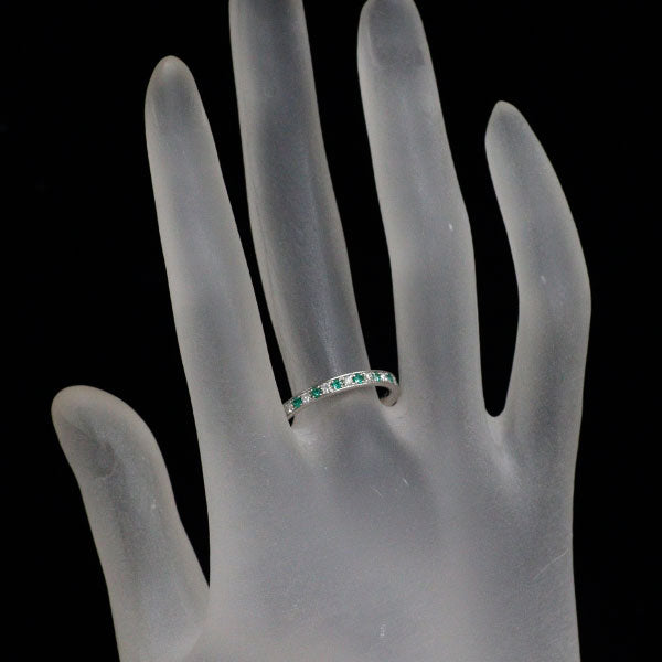 Pt900 エメラルド ダイヤモンド リング 0.08ct D0.15ct ハーフエタニティ