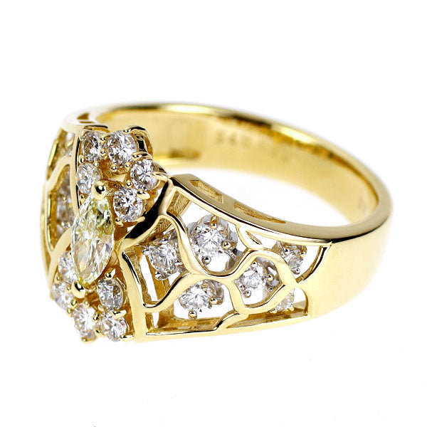 K18YG マーキス ダイヤモンド リング 0.23ct D0.75ct