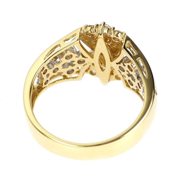 K18YG マーキス ダイヤモンド リング 0.23ct D0.75ct