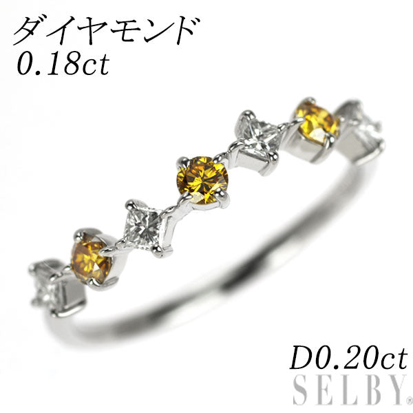 Pt900 トリートイエロー ダイヤモンド リング 0.18ct D0.20ct