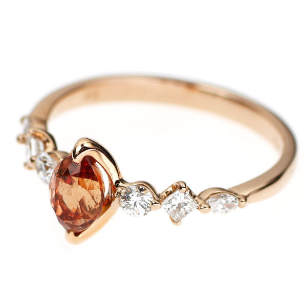 K18PG マダガスカル産 非加熱パパラチアサファイア ダイヤモンド リング 0.98ct D0.33ct