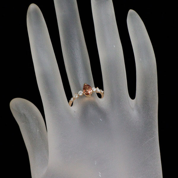 K18PG マダガスカル産 非加熱パパラチアサファイア ダイヤモンド リング 0.98ct D0.33ct