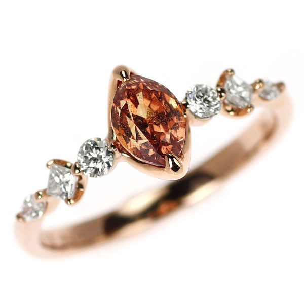 K18PG マダガスカル産 非加熱パパラチアサファイア ダイヤモンド リング 0.98ct D0.33ct