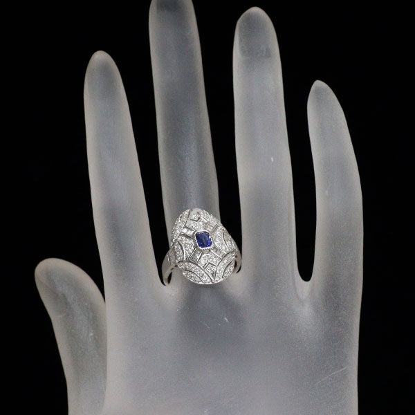 Pt900 サファイア ダイヤモンド リング 0.49ct D0.77ct