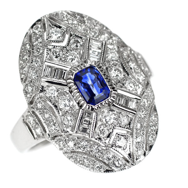 Pt900 サファイア ダイヤモンド リング 0.49ct D0.77ct