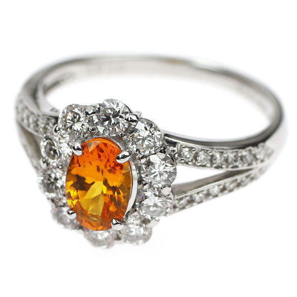 Pt900 スペサルティンガーネット ダイヤモンド リング 0.95ct D0.85ct