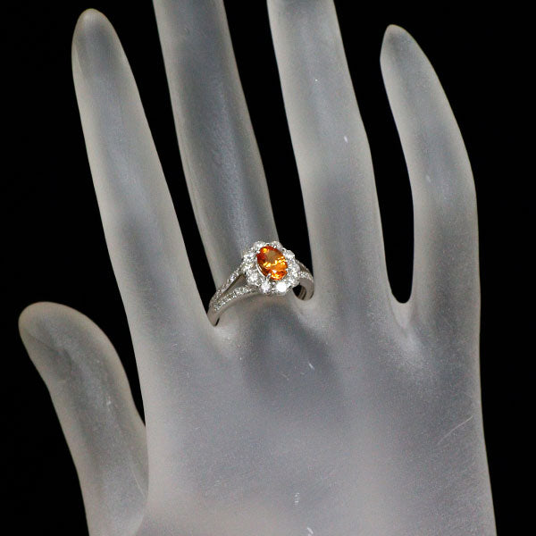 Pt900 スペサルティンガーネット ダイヤモンド リング 0.95ct D0.85ct
