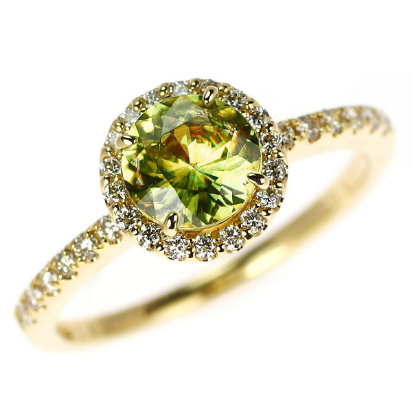 K18YG スフェーン ダイヤモンド リング 1.00ct D0.23ct