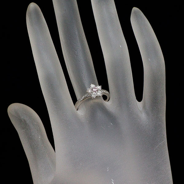 希少 Pt900 天然ピンク ダイヤモンド リング 0.109ct FPP SI1 D0.507ct フラワー
