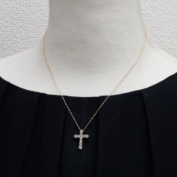 K18YG ダイヤモンド ペンダントネックレス 1.00ct クロス
