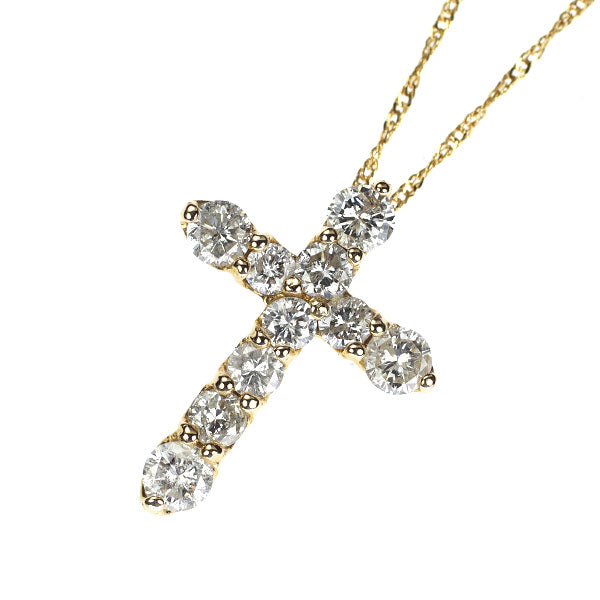 K18YG ダイヤモンド ペンダントネックレス 1.00ct クロス