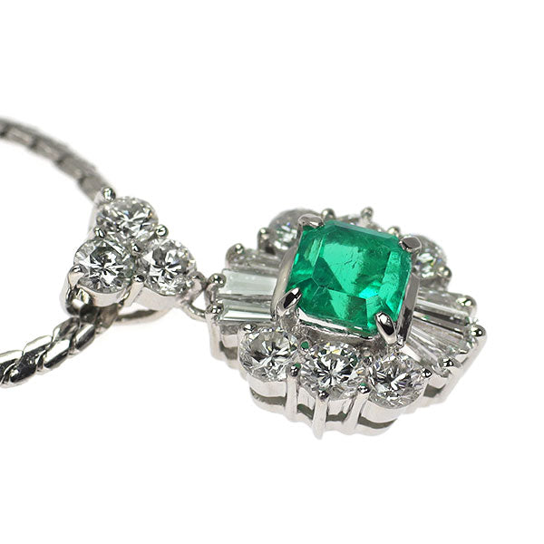 Pt900/ Pt850 エメラルド ダイヤモンド ペンダントネックレス 0.59ct D0.82ct