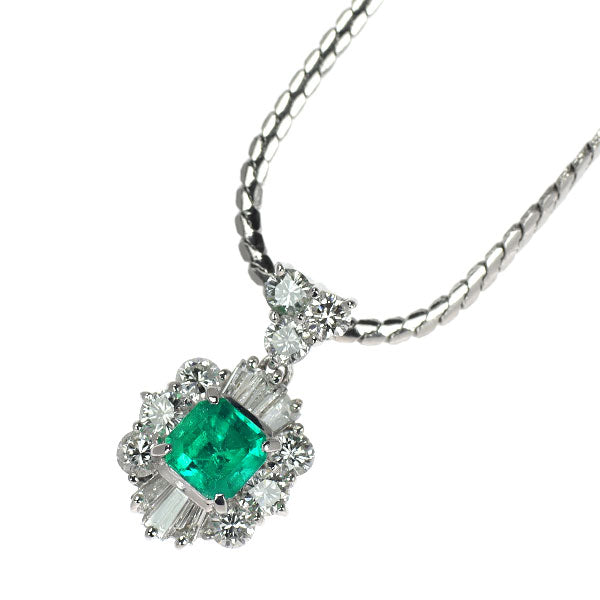 Pt900/ Pt850 エメラルド ダイヤモンド ペンダントネックレス 0.59ct D0.82ct