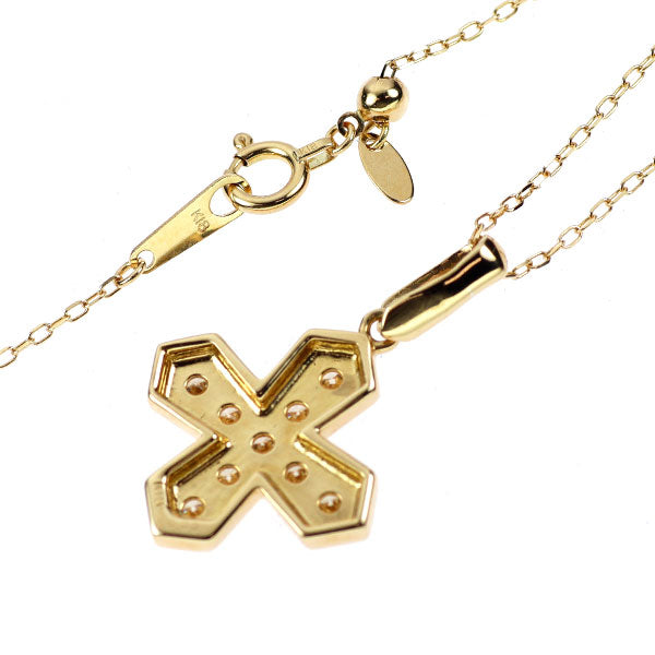 K18YG ダイヤモンド ペンダントネックレス 0.33ct クロス