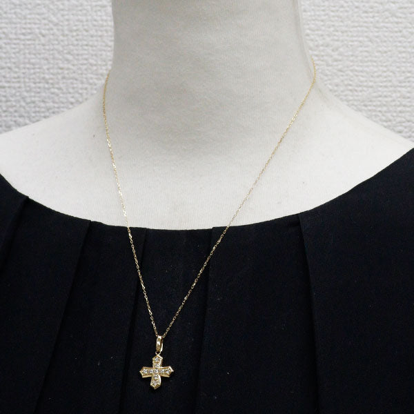 K18YG ダイヤモンド ペンダントネックレス 0.33ct クロス