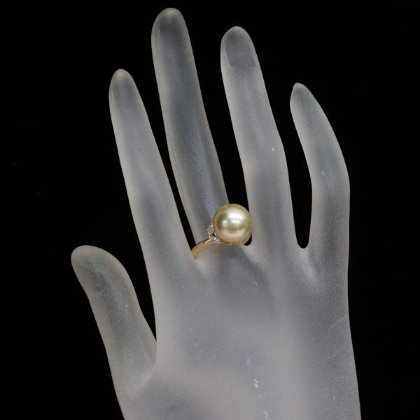 銀座ミワ K18YG ゴールデンパール ダイヤモンド リング 径約11.4mm D0.20ct