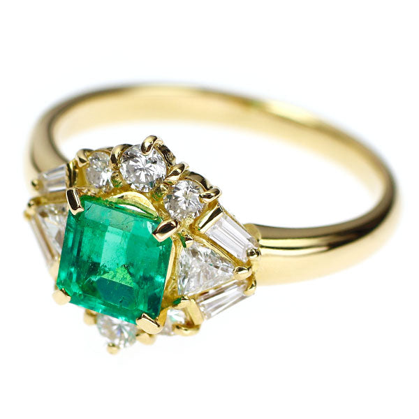 K18YG エメラルド ダイヤモンド リング 0.82ct D0.50ct