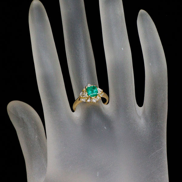 K18YG エメラルド ダイヤモンド リング 0.82ct D0.50ct