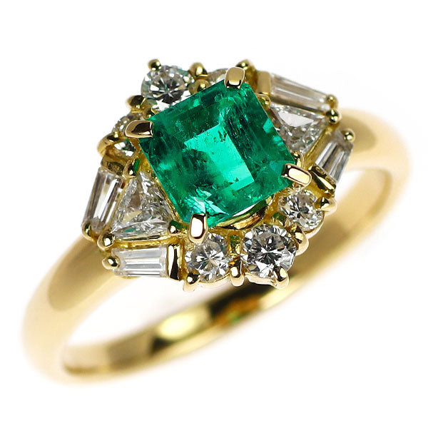 K18YG エメラルド ダイヤモンド リング 0.82ct D0.50ct