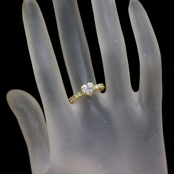 K18YG ハートシェイプ ダイヤモンド リング 1.010ct E SI1 D0.77ct