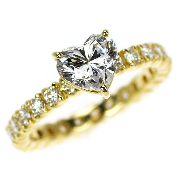 K18YG ハートシェイプ ダイヤモンド リング 1.010ct E SI1 D0.77ct