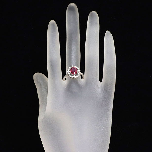 Pt900 ルビー ダイヤモンド リング 1.388ct D0.34ct