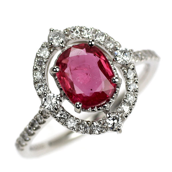 Pt900 ルビー ダイヤモンド リング 1.388ct D0.34ct