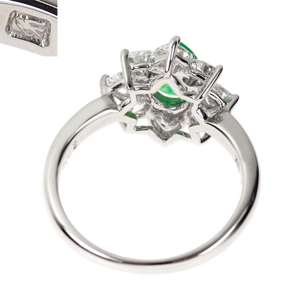 セイコー Pt900 翡翠/ヒスイ ハートシェイプ ダイヤモンド リング 1.039ct D1.03ct