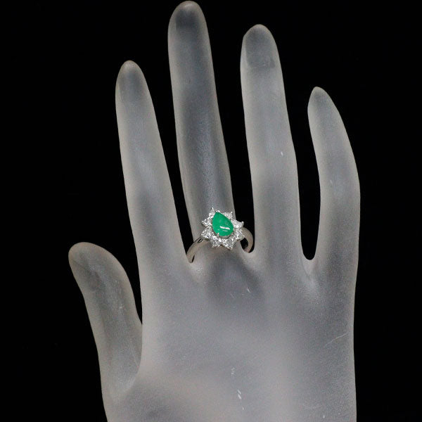 セイコー Pt900 翡翠/ヒスイ ハートシェイプ ダイヤモンド リング 1.039ct D1.03ct