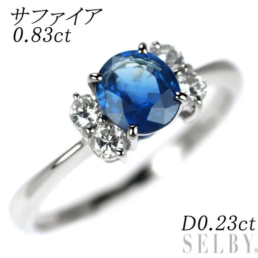 Pt900サファイア0.728ctとダイヤ0.36ctのデザインリング6.23g Pt900 サファイア ダイヤモンド リング 0.83ct D0.23ct — セルビー