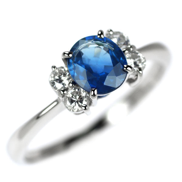 Pt900 サファイア ダイヤモンド リング 0.83ct D0.23ct