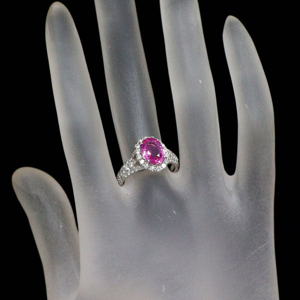 Pt900 ピンクサファイア ダイヤモンド リング 2.293ct D1.04ct