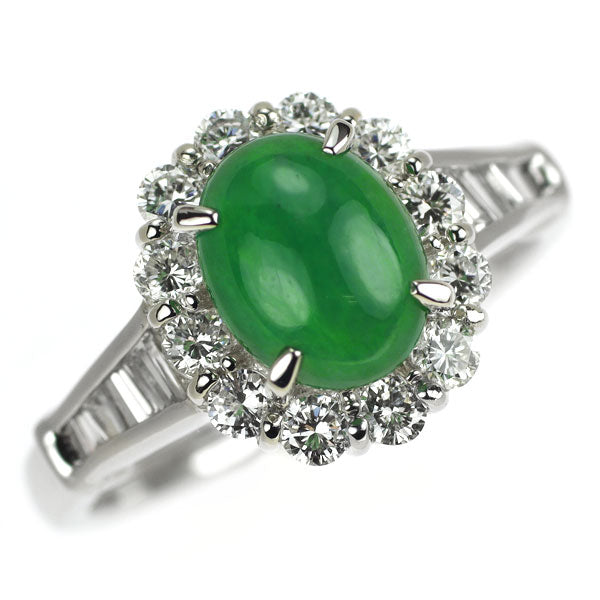 Pt900 翡翠 ダイヤモンド リング 2.32ct D0.96ct