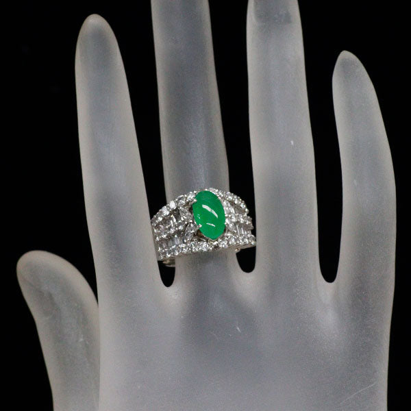 Pt900 翡翠 ダイヤモンド リング 2.127ct D2.52ct