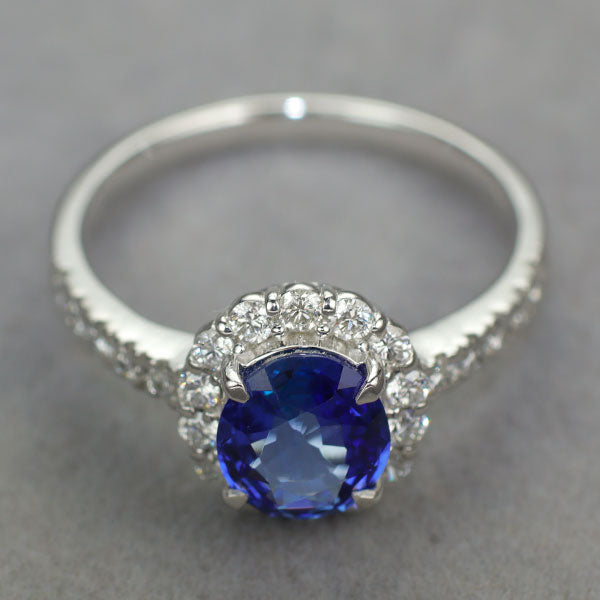 Pt900 スリランカ産 非加熱 サファイア ダイヤモンド リング 1.411ct D0.45ct