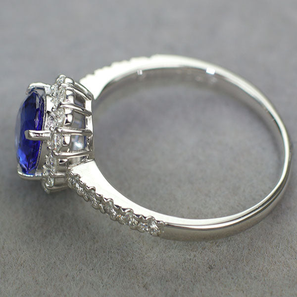 Pt900 スリランカ産 非加熱 サファイア ダイヤモンド リング 1.411ct D0.45ct