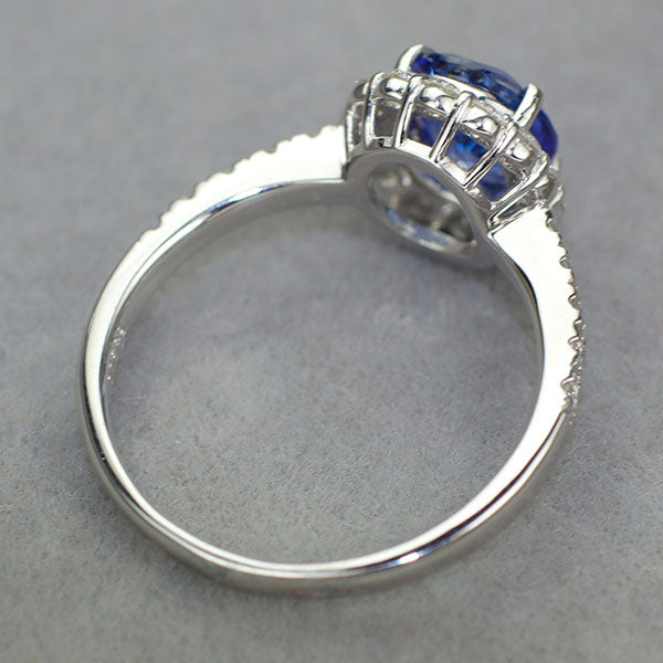 Pt900 スリランカ産 非加熱 サファイア ダイヤモンド リング 1.411ct D0.45ct