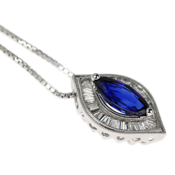 K18WG サファイア ダイヤモンド ペンダントネックレス 1.830ct D0.47ct