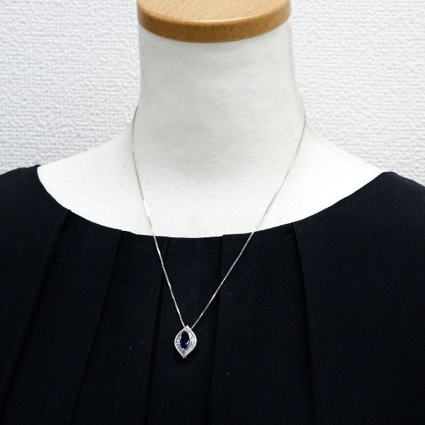 K18WG サファイア ダイヤモンド ペンダントネックレス 1.830ct D0.47ct