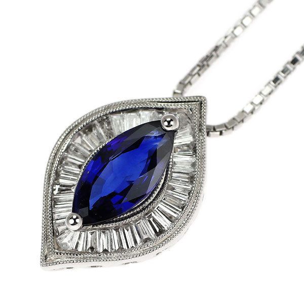 K18WG サファイア ダイヤモンド ペンダントネックレス 1.830ct D0.47ct
