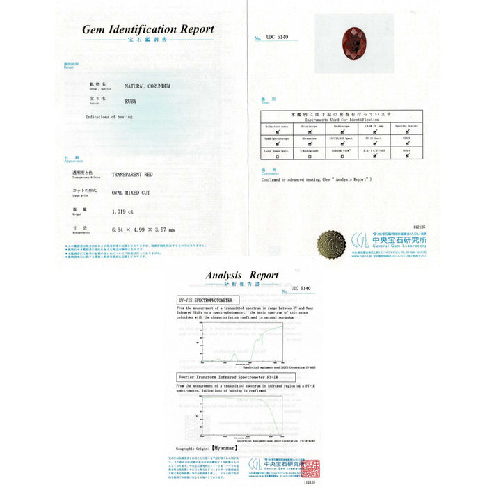Pt900/ Pt850 ミャンマー/ビルマ産 ルビー ダイヤモンド ペンダントネックレス 1.019ct D1.48ct