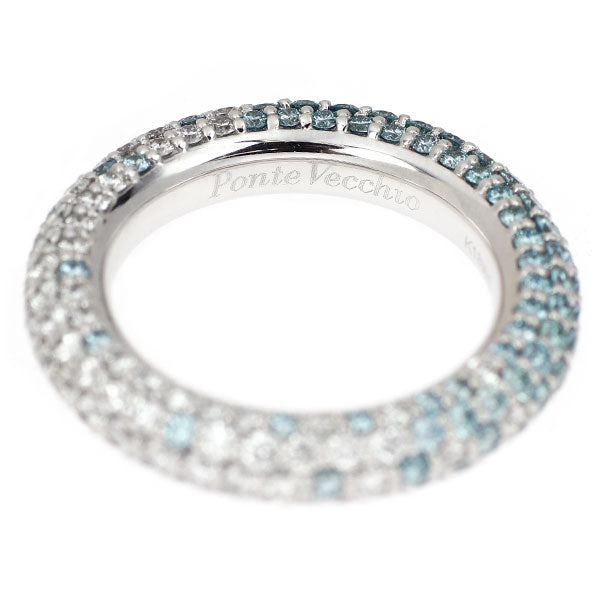 ポンテヴェキオ K18WG トリートブルー ダイヤモンド リング 1.30ct D1.45ct エテルノ パヴェ