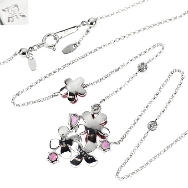 シーリン K18パープルゴールド/K18WG ピンクサファイア ダイヤモンド ペンダントネックレス 0.47ct D0.14ct フラワー