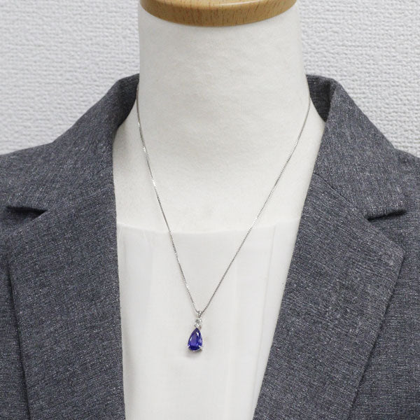 Pt900/Pt850 タンザナイト ハイアライトオパール ペンダントネックレス 3.22ct OP0.25ct