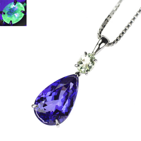 Pt900/Pt850 タンザナイト ハイアライトオパール ペンダントネックレス 3.22ct OP0.25ct