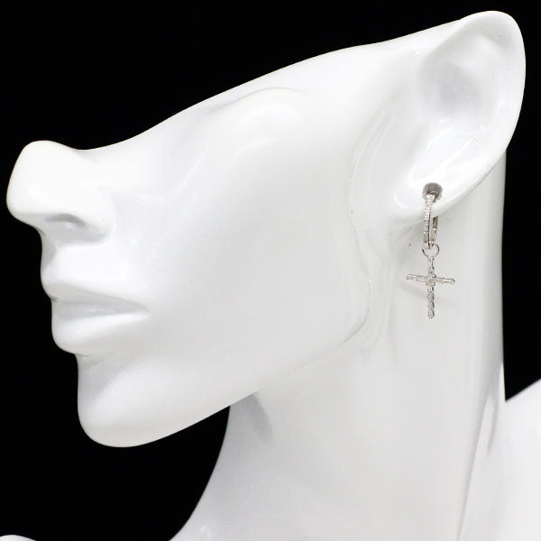 K18WG ダイヤモンド ピアス 0.40ct チャーム付き 2Way クロス