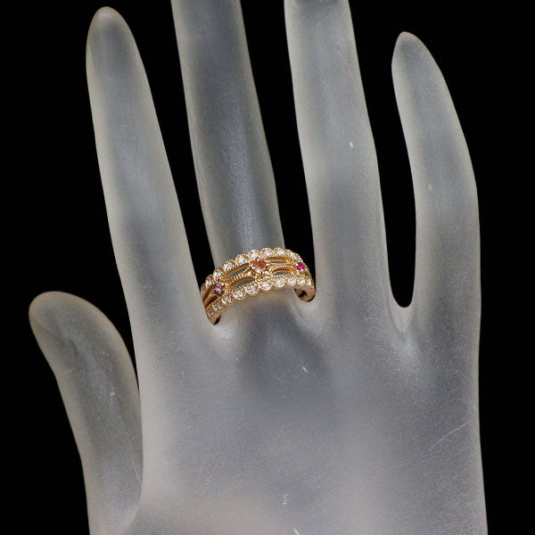 K18PG パパラチアサファイア ルビー ピンクサファイア ダイヤ リング 0.078ct R0.02ct PS0.02ct D0.17ct