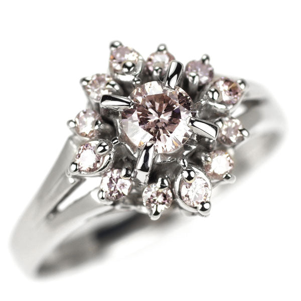 希少 Pt900 天然ピンクダイヤモンド リング 0.321ct D0.274ct