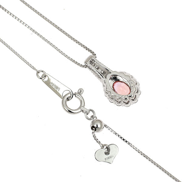 Pt900/ K18WG パパラチア サファイア ダイヤモンド ペンダントネックレス 0.266ct D0.28ct