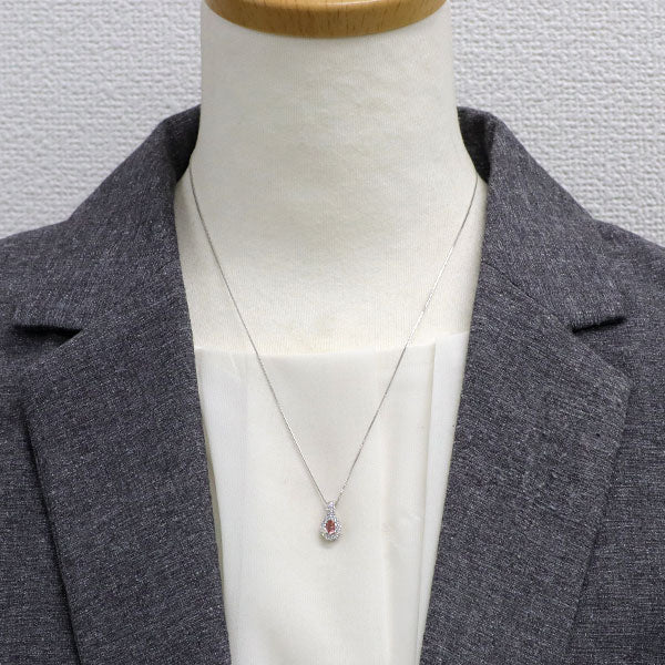 Pt900/ K18WG パパラチア サファイア ダイヤモンド ペンダントネックレス 0.266ct D0.28ct